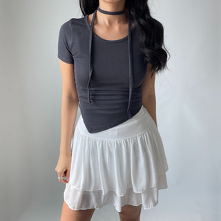 Lace Chiffon Tiered Mini Skirt 🇰🇷