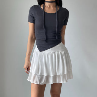 Lace Chiffon Tiered Mini Skirt 🇰🇷