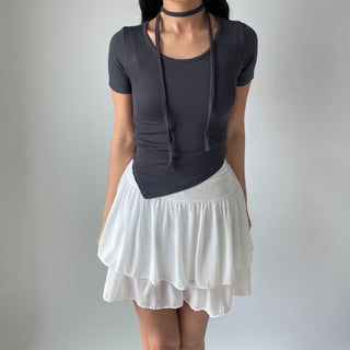 Lace Chiffon Tiered Mini Skirt 🇰🇷