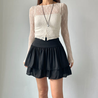 Lace Chiffon Tiered Mini Skirt 🇰🇷