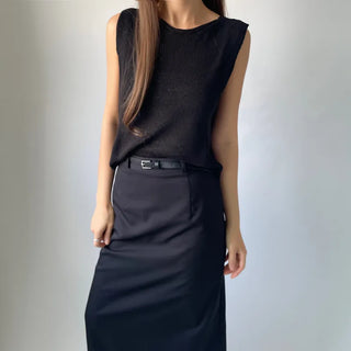 Back Slit Sleeveless Summer See-through Knit 🇰🇷