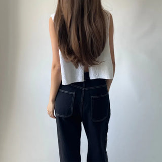 Back Slit Sleeveless Summer See-through Knit 🇰🇷