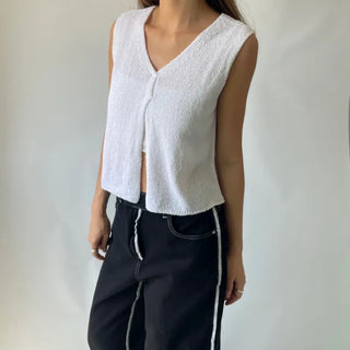Back Slit Sleeveless Summer See-through Knit 🇰🇷