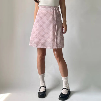 Chiffon Check Midi Balletcore Skirt
