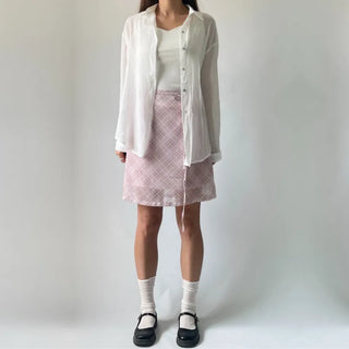 Chiffon Check Midi Balletcore Skirt