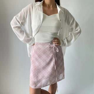Chiffon Check Midi Balletcore Skirt