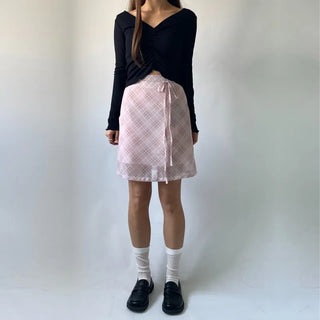 Chiffon Check Midi Balletcore Skirt