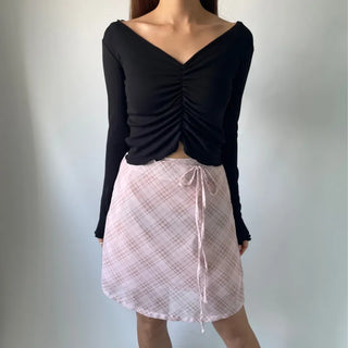 Chiffon Check Midi Balletcore Skirt
