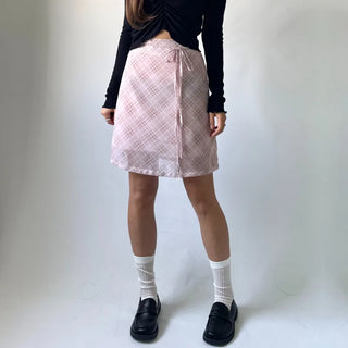 Chiffon Check Midi Balletcore Skirt