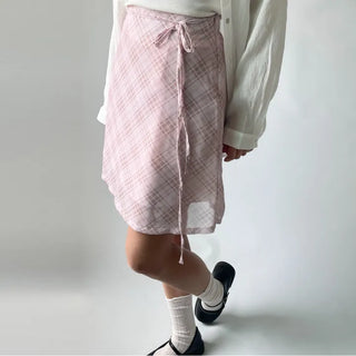 Chiffon Check Midi Balletcore Skirt