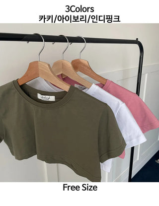 Underboob layered short crop short-sleeve tee