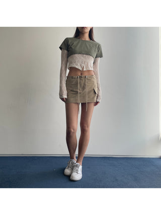 Underboob layered short crop short-sleeve tee