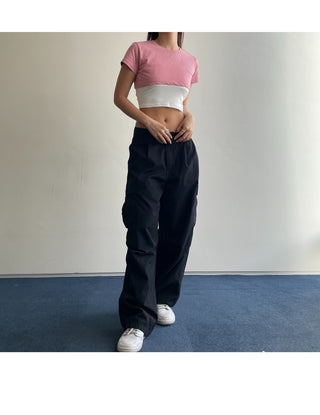 Underboob layered short crop short-sleeve tee