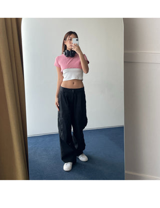 Underboob layered short crop short-sleeve tee
