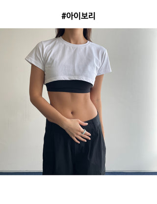 Underboob layered short crop short-sleeve tee