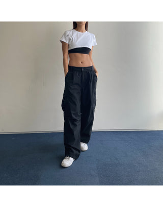 Underboob layered short crop short-sleeve tee