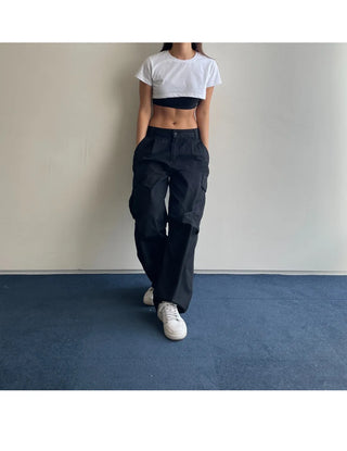 Underboob layered short crop short-sleeve tee