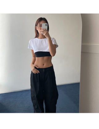 Underboob layered short crop short-sleeve tee