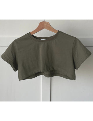 Underboob layered short crop short-sleeve tee