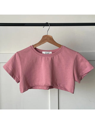 Underboob layered short crop short-sleeve tee