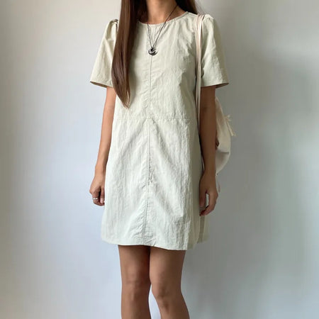 Daily Rainy Season Short Sleeve Crispy Anorak Midi Dress