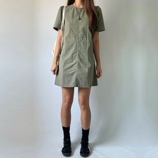 Daily Rainy Season Short Sleeve Crispy Anorak Midi Dress