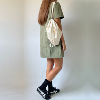 Daily Rainy Season Short Sleeve Crispy Anorak Midi Dress