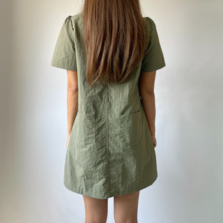 Daily Rainy Season Short Sleeve Crispy Anorak Midi Dress