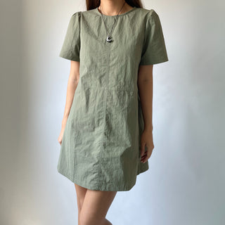 Daily Rainy Season Short Sleeve Crispy Anorak Midi Dress