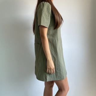 Daily Rainy Season Short Sleeve Crispy Anorak Midi Dress