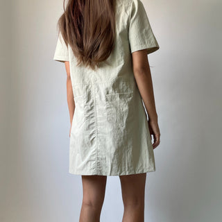 Daily Rainy Season Short Sleeve Crispy Anorak Midi Dress