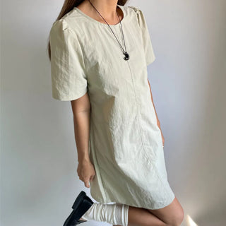 Daily Rainy Season Short Sleeve Crispy Anorak Midi Dress