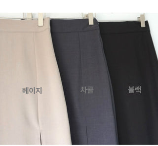 H-line Maxi Slit Long Front Slit Skirt with Elastic Back