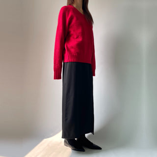 H-line Maxi Slit Long Front Slit Skirt with Elastic Back