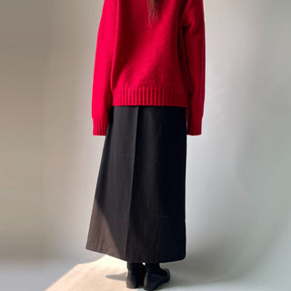 H-line Maxi Slit Long Front Slit Skirt with Elastic Back