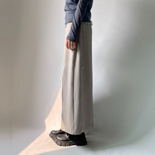 H-line Maxi Slit Long Front Slit Skirt with Elastic Back