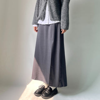 H-line Maxi Slit Long Front Slit Skirt with Elastic Back