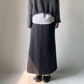 H-line Maxi Slit Long Front Slit Skirt with Elastic Back