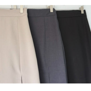 H-line Maxi Slit Long Front Slit Skirt with Elastic Back