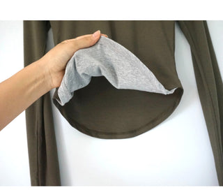 Contrast U-neck Layered Long Sleeve Tee