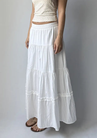 Ships Today  Tommy All-Season Long Tiered Frill Lace A-Line Spring Back-to-School Daily Skirt  Skirt