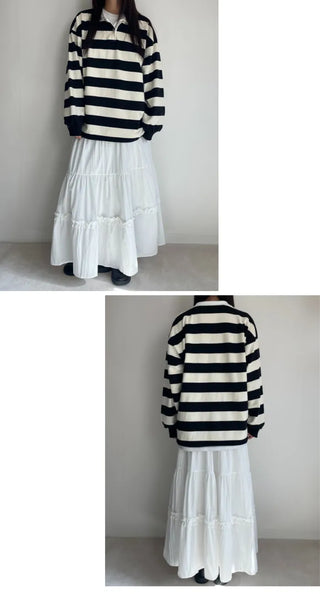 Ships Today  Tommy All-Season Long Tiered Frill Lace A-Line Spring Back-to-School Daily Skirt  Skirt