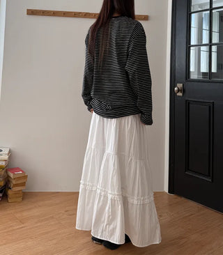 Ships Today  Tommy All-Season Long Tiered Frill Lace A-Line Spring Back-to-School Daily Skirt  Skirt