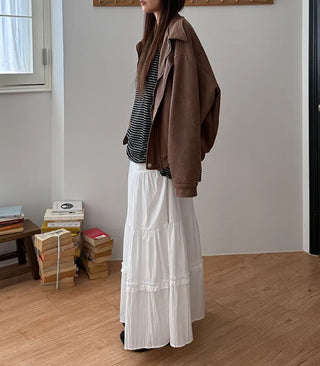 Ships Today  Tommy All-Season Long Tiered Frill Lace A-Line Spring Back-to-School Daily Skirt  Skirt