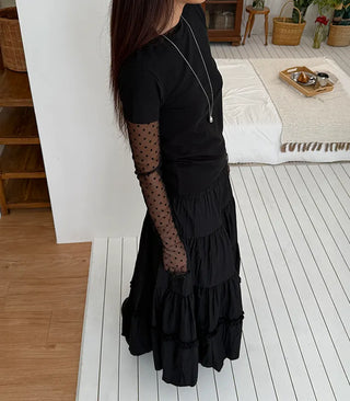 Ships Today  Tommy All-Season Long Tiered Frill Lace A-Line Spring Back-to-School Daily Skirt  Skirt