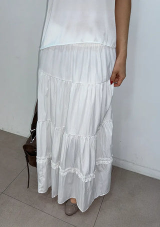 Ships Today  Tommy All-Season Long Tiered Frill Lace A-Line Spring Back-to-School Daily Skirt  Skirt