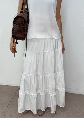 Ships Today  Tommy All-Season Long Tiered Frill Lace A-Line Spring Back-to-School Daily Skirt  Skirt