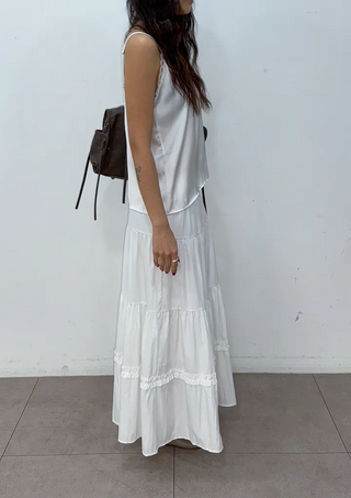 Ships Today  Tommy All-Season Long Tiered Frill Lace A-Line Spring Back-to-School Daily Skirt  Skirt
