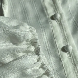 Frill Lace Punching Waist String Long Sleeve Spring Blouse