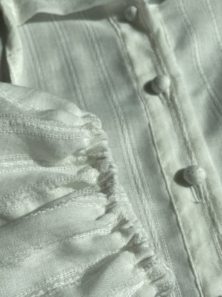 Frill Lace Punching Waist String Long Sleeve Spring Blouse
